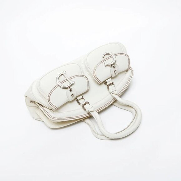 Christian Dior White Leather Logo Pocket Purse MATCHING SHOES AVAILABLE ALSO - Picture 4 of 9
